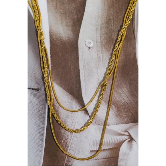 Stainless Steel 18K Gold-Plated Triple Layer Necklace - Picture 5 of 6